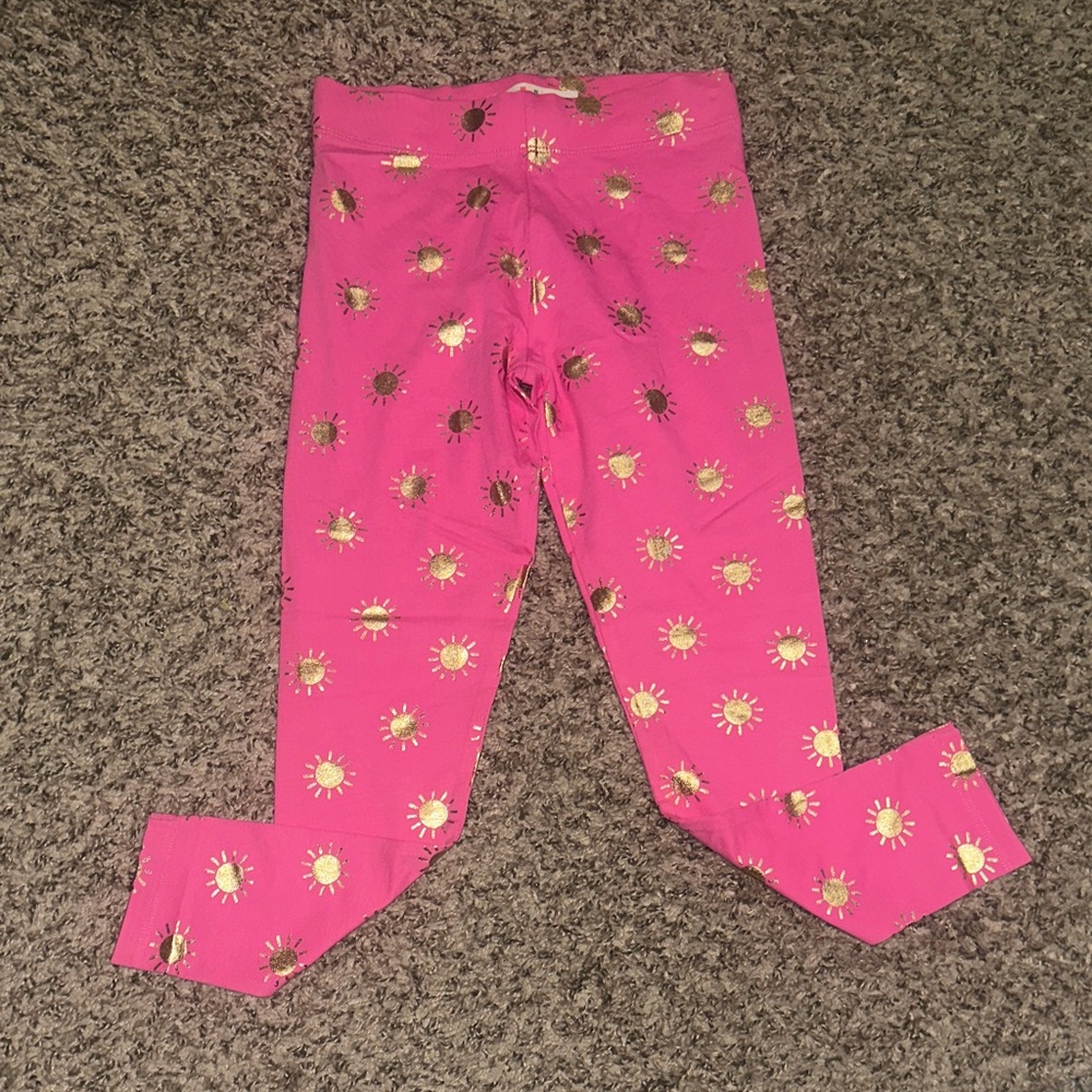 Mini Boden Pink Kids Leggings with Gold Sun Print